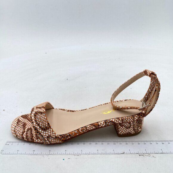 XYD Orange Snakeskin Open Toe Ankle Strap Buckled Low Chunky Heel Sandal - Picture 2 of 8